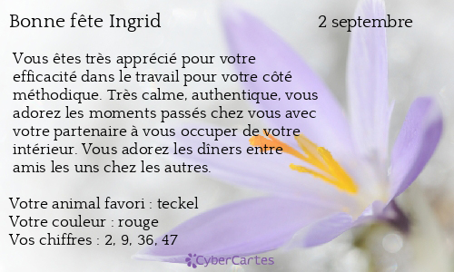 Carte Bonne Fete Ingrid 2 Septembre