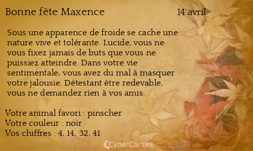 Carte bonne fête Maxence