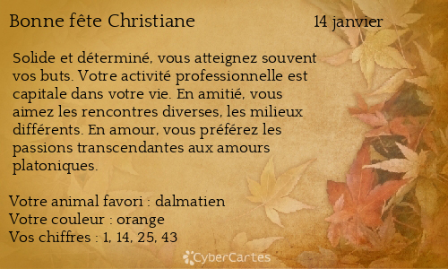 Carte Bonne Fete Christiane 14 Janvier