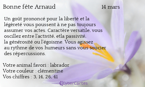 Carte Bonne Fete Arnaud 14 Mars