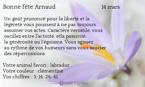 Carte Bonne Fete Arnaud 14 Mars