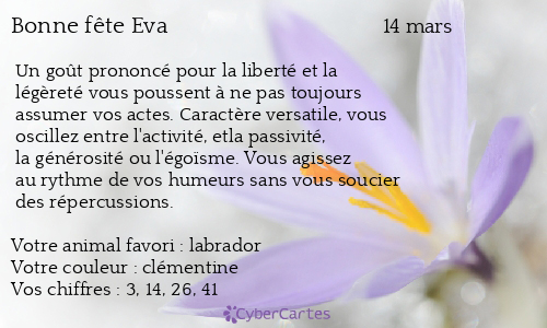 Carte bonne f te Eva 14 mars