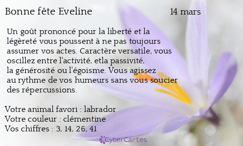 Carte bonne fête Eveline