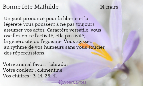 Carte bonne f te Mathilde 14 mars