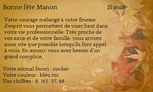 Carte bonne fête Manon