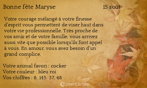 Carte bonne fête Maryse