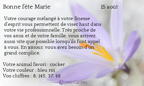 Carte Bonne Fete Marie 15 Aout