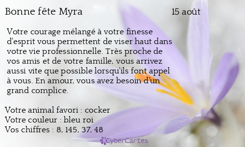 Carte bonne fête Myra