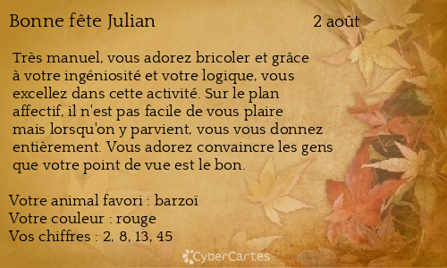 Carte bonne fête Julian