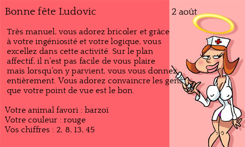 Carte bonne fête Ludovic