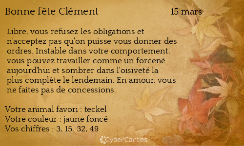 Carte bonne f&ecirc;te Clément