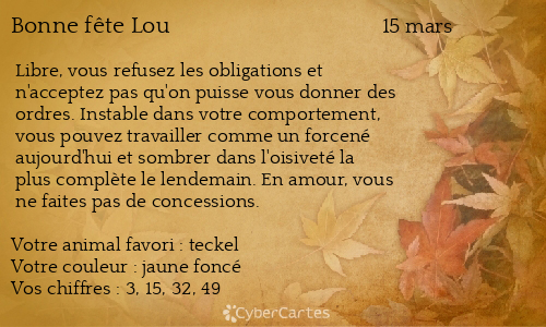 Carte bonne fête Lou