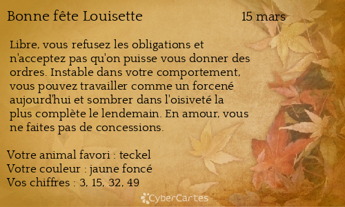 Carte bonne fête Louisette