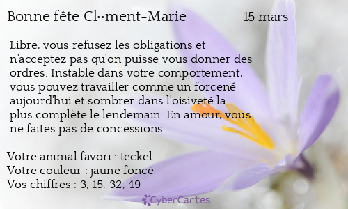 Carte bonne fête Cl��ment-Marie