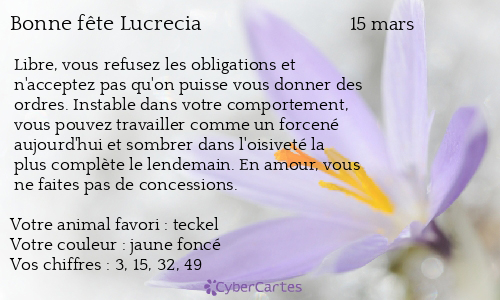 Carte bonne fête Lucrecia