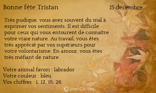 Carte bonne fête Tristan
