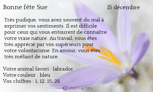 Carte bonne fête Sue