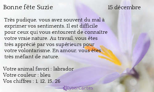 Carte bonne fête Suzie