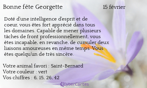 Carte bonne fête Georgette