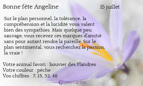Carte bonne fête Angeline