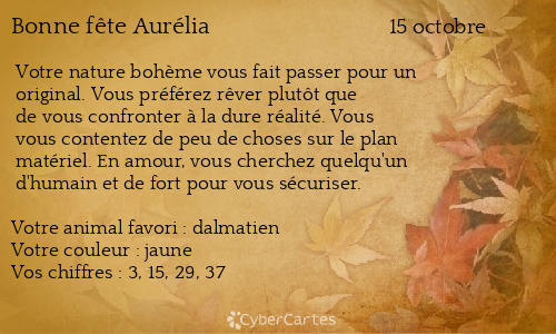 Carte bonne fête Aurélia