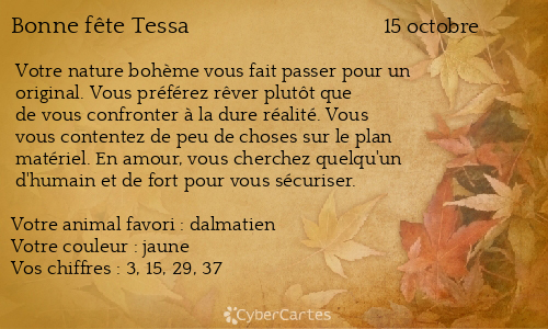 Carte bonne f&ecirc;te Tessa