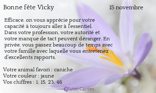 Carte bonne fête Vicky