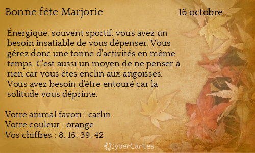 Carte bonne fête Marjorie