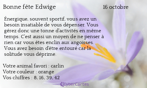 Carte bonne fête Edwige