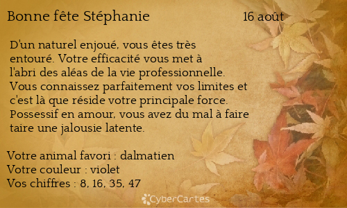 Carte Bonne Fete Stephanie 16 Aout