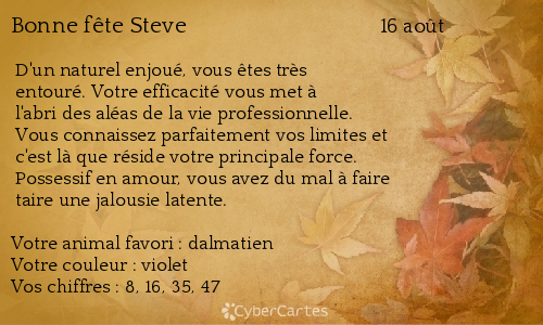 Carte bonne fête Steve