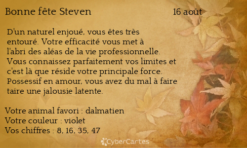 Carte bonne fête Steven