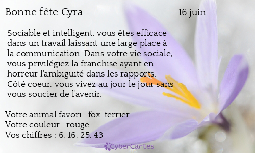 Carte bonne fête Cyra