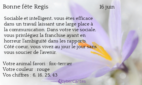 Carte bonne fête Regis