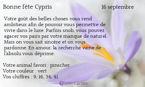 Carte bonne fête Cypris