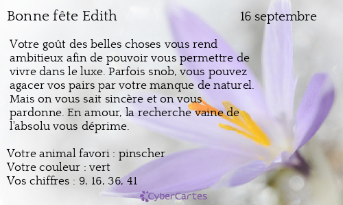 Carte Bonne Fete Edith 16 Septembre