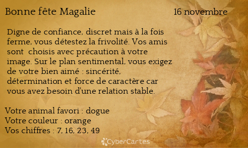 Carte Bonne Fete Magalie 16 Novembre