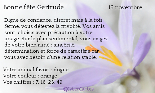 Carte bonne f te Gertrude 16 novembre