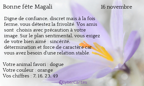 Carte Bonne Fete Magali 16 Novembre