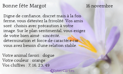 Carte Bonne Fete Margot 16 Novembre