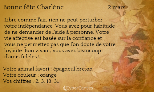 Carte bonne fête Charlène