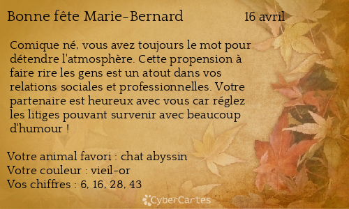 Carte Bonne Fete Marie Bernard 16 Avril
