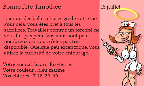 Carte bonne fête Timothée