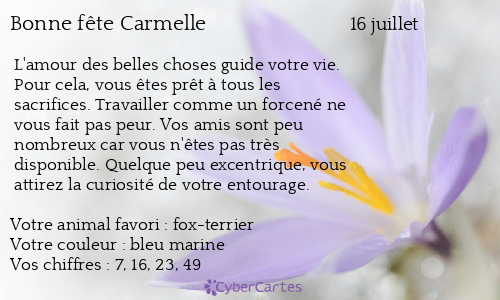 Carte bonne fête Carmelle