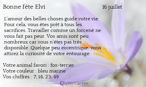 Carte bonne fête Elvi