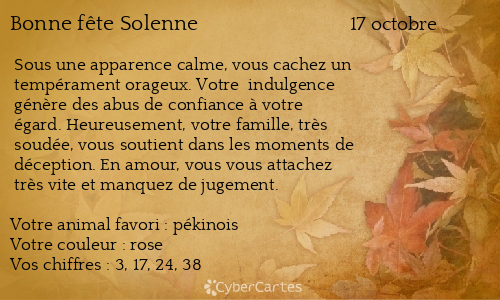 Carte bonne fête Solenne