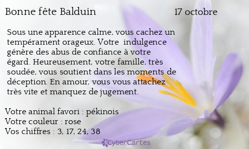 Carte bonne fête Balduin