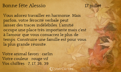 Carte bonne fête Alessio