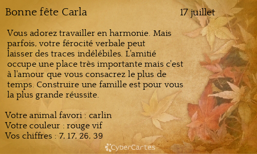 Carte bonne fête Carla