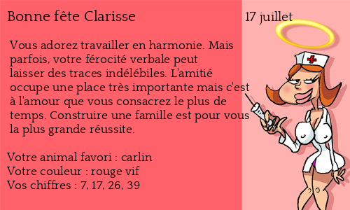 Carte bonne fête Clarisse